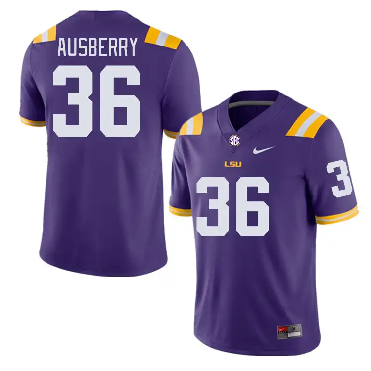 Men's LSU Tigers Austin Ausberry #36 Purple NCAA Football Jersey